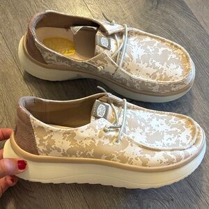 Hey Dude Women's Cow print shoes!